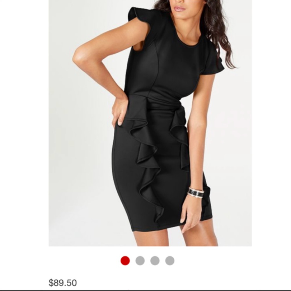 Thalia Sodi black shirt sleeve dress with ruffled scuba dress
